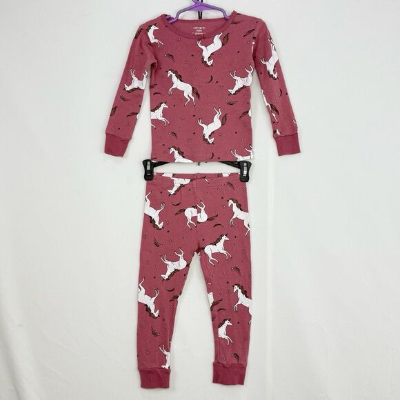 Carter's PJ Set Long Sleeve Shirt & Pants Set Unicorn Pink Girls Toddler 2T/2A - Picture 8 of 16